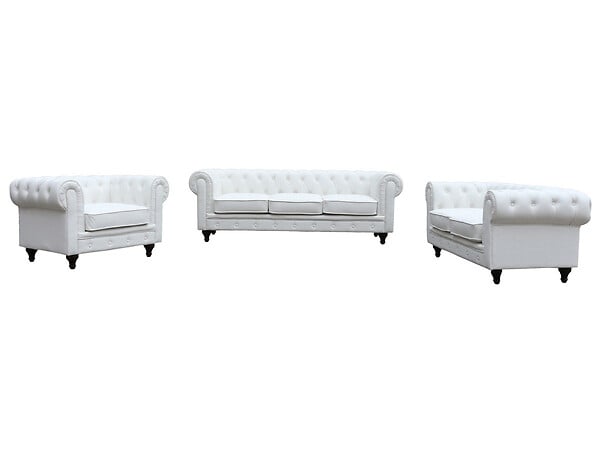 HABITAT ET JARDIN - Canapé fixe Chesterfield "Aliza" - 157 x 82 x 70 cm - 2 places - Blanc - large