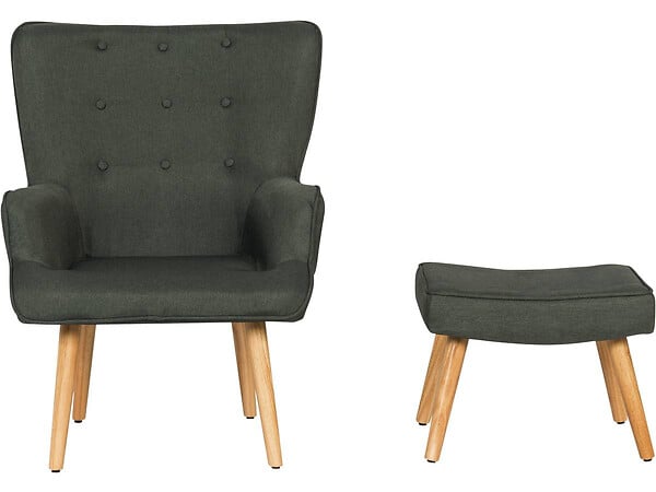 HABITAT ET JARDIN - Fauteuil style scandinave tissu "Odense" - 1 place - Gris foncé - large