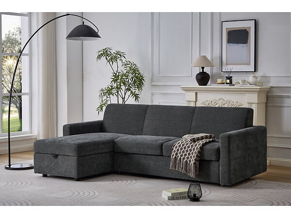 HABITAT ET JARDIN - Canapé d'angle réversible et convertible express en tissu "Celia" - 3 places - Gris - large