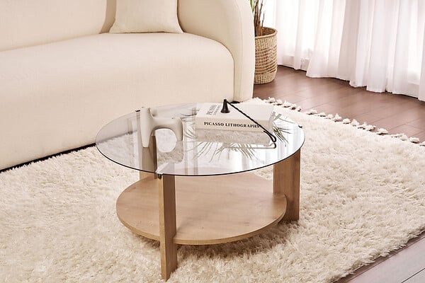 HABITAT ET JARDIN - Table basse en bois "Clara" - 75 x 75 x 40 cm - Chêne SaphirFumées - large