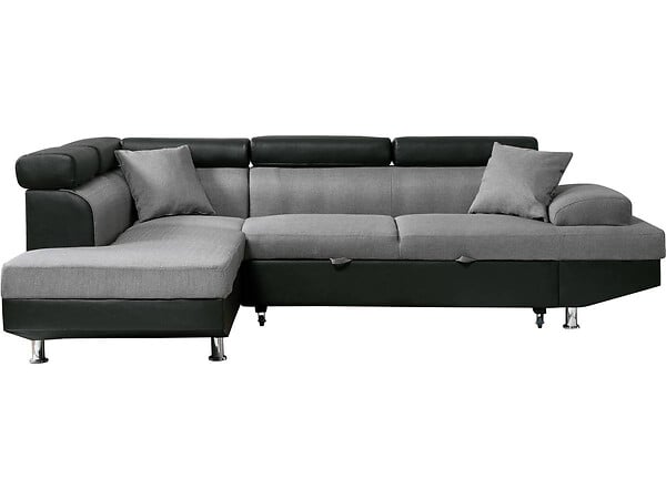 HABITAT ET JARDIN - Canapé d'angle convertible "Sophia luxe" - 265 x 190.5 x 80/91 cm - Noir / Gris - 5 places - Angle gauche - large