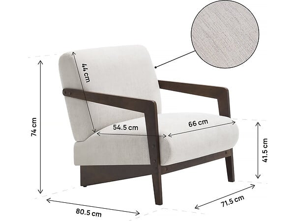 HABITAT ET JARDIN - Fauteuil intérieur scandinave en bois et tissu "Lena" - Beige - large