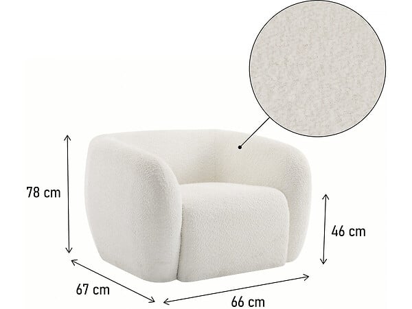 HABITAT ET JARDIN - Fauteuil tissu bouclette "Washington" - Blanc - large