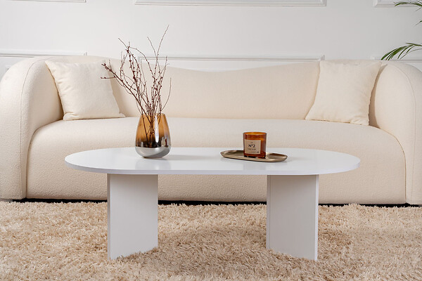 HABITAT ET JARDIN - Table basse en bois "Sable" - 60 x 119 x 40 cm - Blanc - large