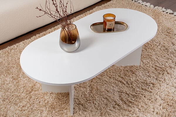 HABITAT ET JARDIN - Table basse en bois "Sable" - 60 x 119 x 40 cm - Blanc - large