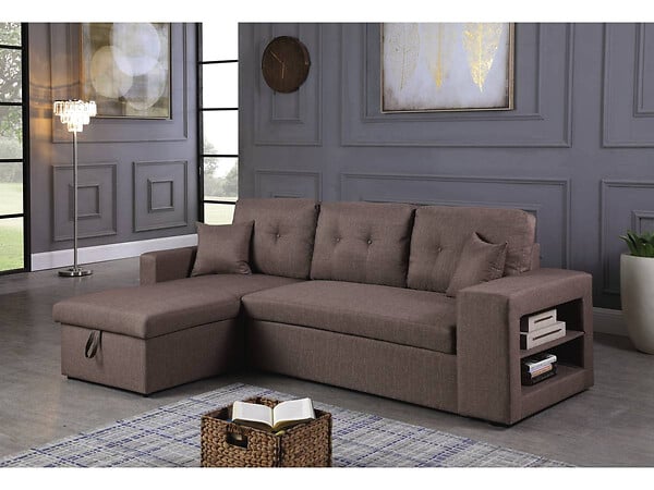 HABITAT ET JARDIN - Canapé d'angle convertible/réversible "Axel" - 3 places - Taupe - large