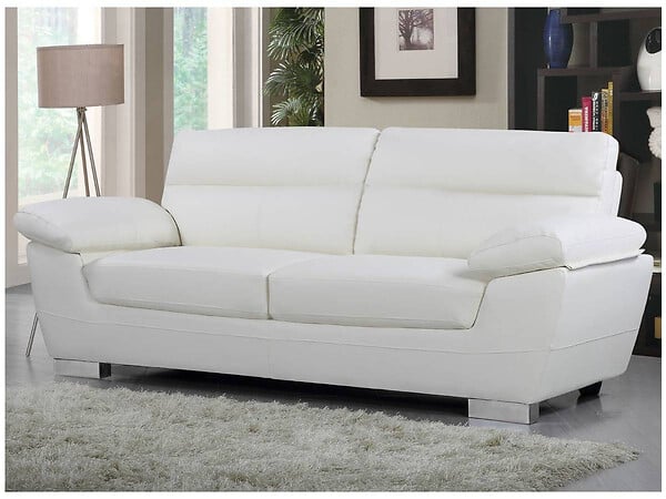 HABITAT ET JARDIN - Canapé fixe en cuir reconstitué et PVC "Dallas" - 210 X 88 X 90 cm - 3 places - Blanc - large