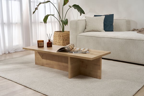 HABITAT ET JARDIN - Table basse en bois "Harbor" - 120 x 45 x 30 cm - Chêne Saphir - large