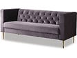 HABITAT ET JARDIN - Canapé fixe en velours "Bruce" - 196 x 76 x 82 cm - 3 places - Gris - vignette