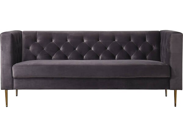 HABITAT ET JARDIN - Canapé fixe en velours "Bruce" - 196 x 76 x 82 cm - 3 places - Gris - large