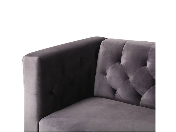 HABITAT ET JARDIN - Canapé fixe en velours "Bruce" - 196 x 76 x 82 cm - 3 places - Gris - large