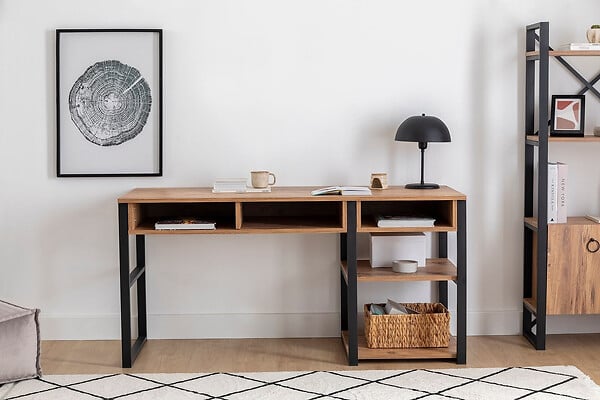 HABITAT ET JARDIN - Bureau en bois "Emro" - 150 x 58 x 75 cm - Noyer Noir - large