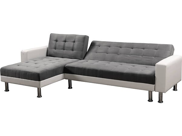 HABITAT ET JARDIN - Canapé d'angle convertible et réversible "Theo" - 258 x 82/147 x 82 cm - 4 places -Gris/Blanc - large