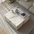 HABITAT ET JARDIN - Table basse en bois "Prizma" - 90 x 90 x 35 cm - Marbre Freesia - vignette