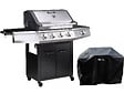 HABITAT ET JARDIN - Barbecue gaz "Bingo 5" - 5 Brûleurs dont 1 latéral - 15.2kW + Housse protection - Noir - vignette