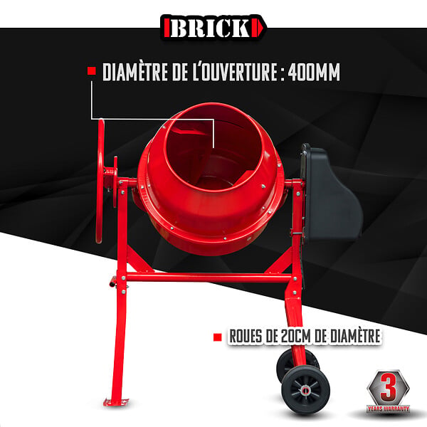 BRICK - Bétonnière 550w - 140L - large