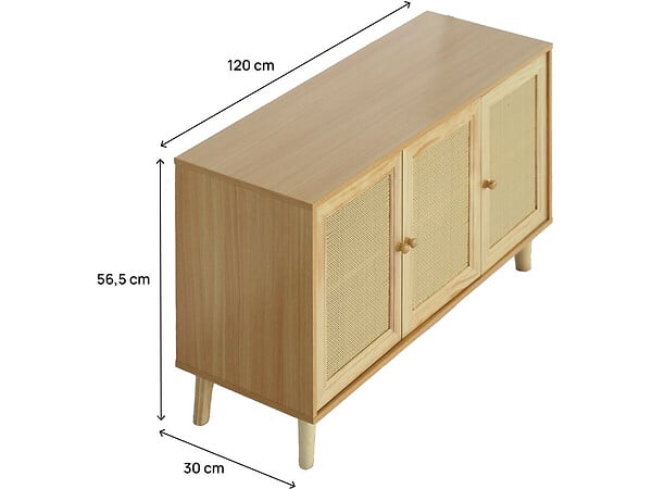 HABITAT ET JARDIN - Buffet style cannage "Neuille" - 120 x 40 x 71.5 cm - Beige - large