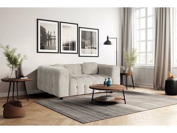 HABITAT ET JARDIN - Canapé droit en tissu chenille "Vendome" - 2 places - Beige - large