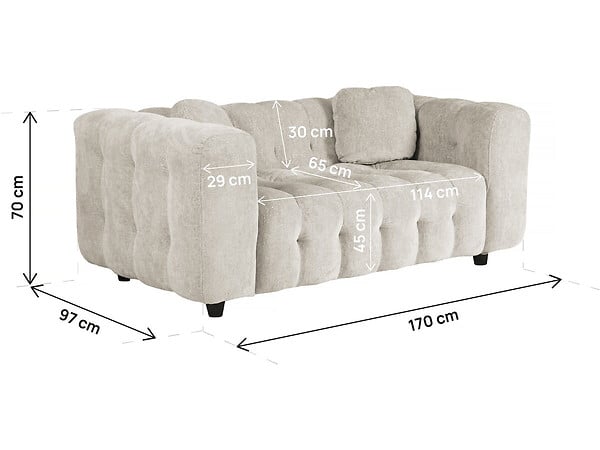 HABITAT ET JARDIN - Canapé droit en tissu chenille "Vendome" - 2 places - Beige - large