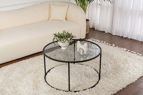 HABITAT ET JARDIN - Table basse en métal "Aurum" - 80 x 80 x 43 cm - Noir Gris - large