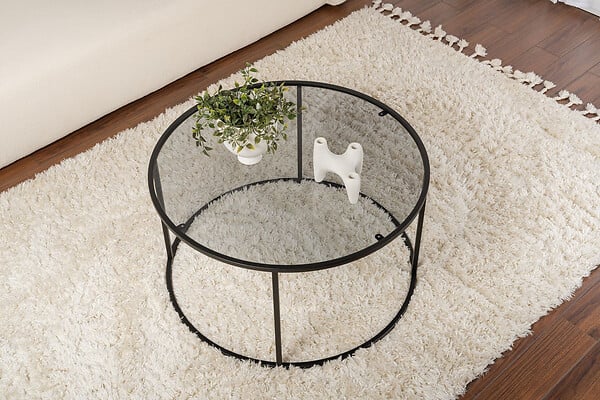 HABITAT ET JARDIN - Table basse en métal "Aurum" - 80 x 80 x 43 cm - Noir Gris - large