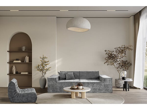 HABITAT ET JARDIN - Canapé droit modulable en tissu texturé "Lusso" - 3 places - Gris - large