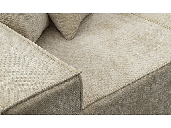 HABITAT ET JARDIN - Canapé droit modulable avec ottoman en tissu texturé "Lusso" - 3 places - Beige - large