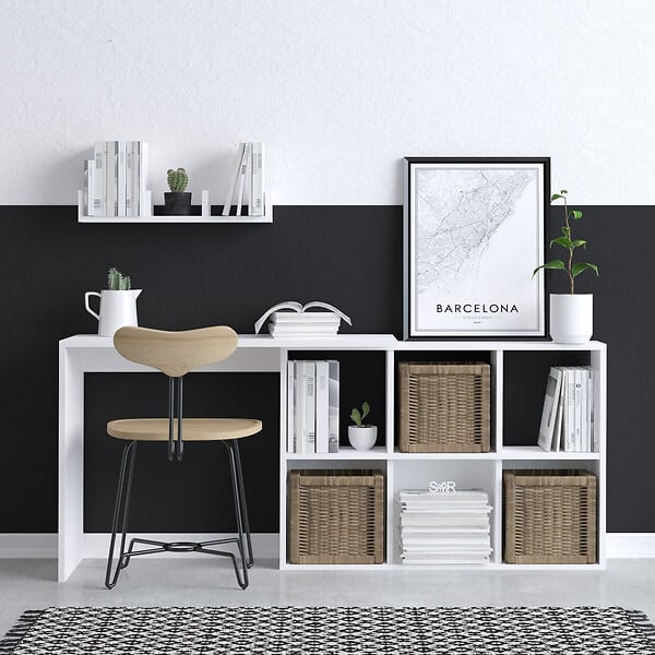 HABITAT ET JARDIN - Bureau en bois "Jack" - 145 x 45 x 74 cm - Chêne blanc - large