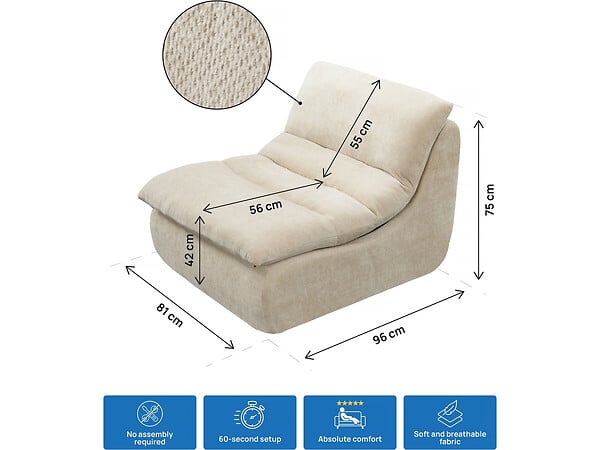HABITAT ET JARDIN - Chauffeuse en tissu texturé "Candela" - 81 x 96 x 75 cm - Beige - large