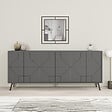 HABITAT ET JARDIN - Buffet en bois "Dune" - 183 x 35 x 77 cm - Anthracite - vignette