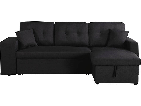 HABITAT ET JARDIN - Canapé d'angle convertible/réversible "Axel" - 3 places - Noir - large