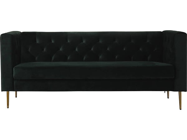 HABITAT ET JARDIN - Canapé fixe en velours "Bruce" - 196 x 76 x 82 cm - 3 places - Vert foncé - large