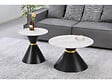 HABITAT ET JARDIN - Lot de 2 tables basses gigognes en céramique "Lune" - 70 x 70 x 42 cm - Gris/Blanc - vignette
