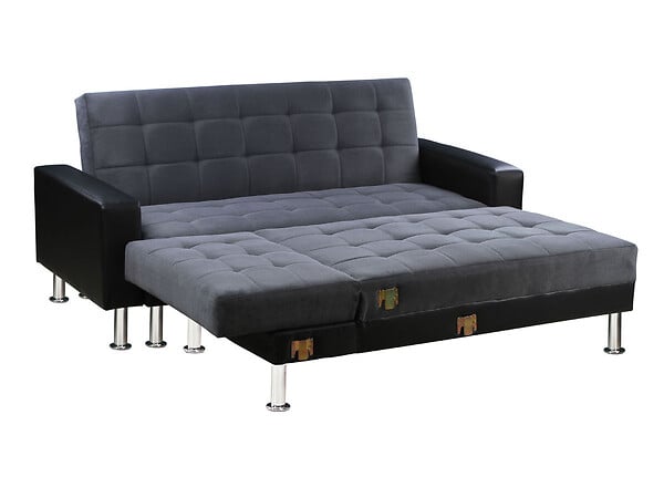 HABITAT ET JARDIN - Canapé d'angle convertible et réversible "Theo" - 4 places - Noir / Gris - large