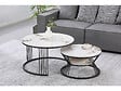 HABITAT ET JARDIN - Lot de 2 tables basses gigognes en céramique "Ombre" - 80 x 80 x 45 cm - Blanc - vignette