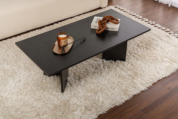 HABITAT ET JARDIN - Table basse en bois "Sabin" - 60 x 119 x 40 cm - Bois Noir - large