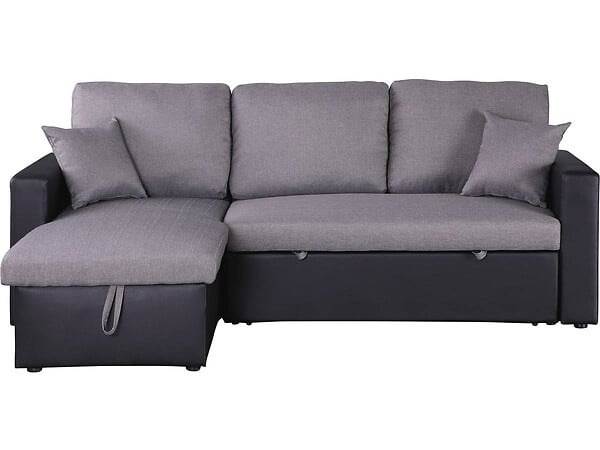 HABITAT ET JARDIN - Canapé d'angle convertible/ réversible avec coffre "Alain" - 3 places - Gris / Noir - large