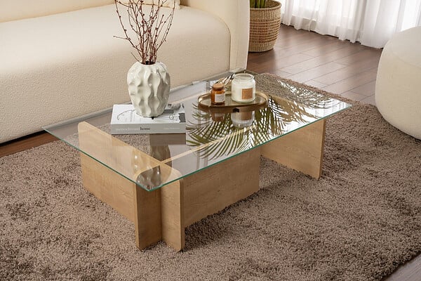 HABITAT ET JARDIN - Table basse en bois "Flavio" - 105 x 65 x 30 cm - Chêne - large