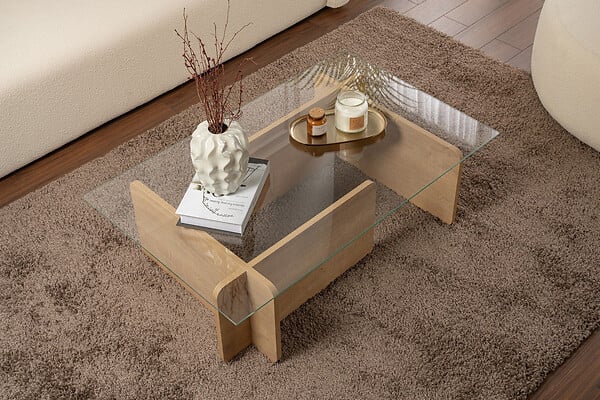 HABITAT ET JARDIN - Table basse en bois "Flavio" - 105 x 65 x 30 cm - Chêne - large