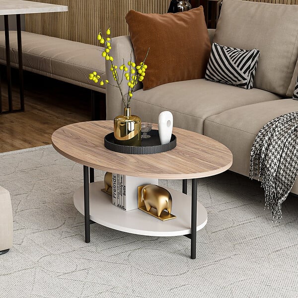 HABITAT ET JARDIN - Table basse en bois "Elis" - 90 x 60 x 36 cm - ChêneBlanc - large