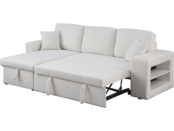 HABITAT ET JARDIN - Canapé d'angle bouclettes convertible/reversible "Axel" - 3 Places - Blanc - large