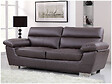 HABITAT ET JARDIN - Canapé fixe en cuir reconstitué et PVC "Dallas" - 210 x 88 x 90 cm - 3 places - Chocolat - vignette