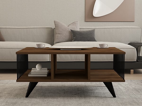 HABITAT ET JARDIN - Table basse en bois "Bert" - 90 x 60 x 40 cm - Noyer - large