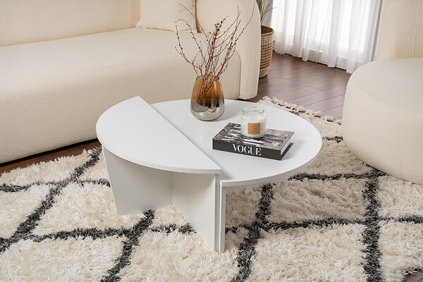 HABITAT ET JARDIN - Table basse en bois "Orion" - 90 x 60 x 30 cm - Blanc - large