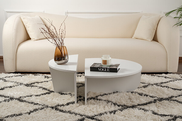 HABITAT ET JARDIN - Table basse en bois "Orion" - 90 x 60 x 30 cm - Blanc - large