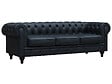 HABITAT ET JARDIN - Canapé fixe Chesterfield "Aliza" - 208 x 82 x 70 cm - 3 places - Noir - vignette
