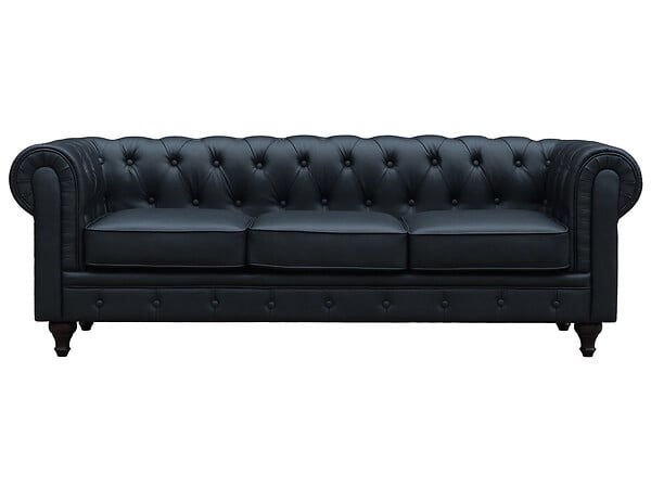 HABITAT ET JARDIN - Canapé fixe Chesterfield "Aliza" - 208 x 82 x 70 cm - 3 places - Noir - large