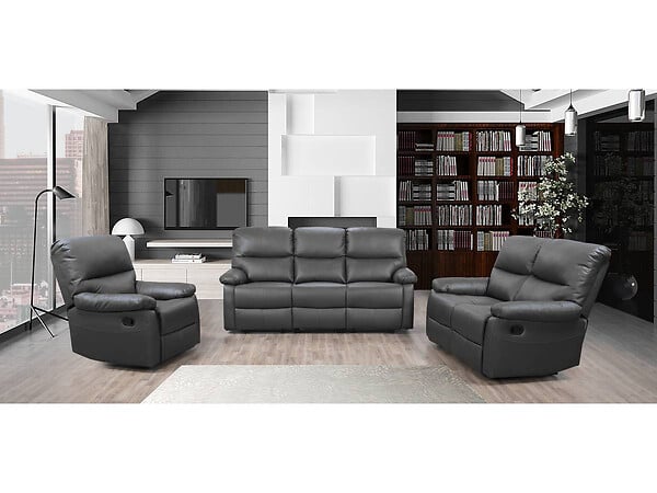 HABITAT ET JARDIN - Canapé relax "Lincoln" - 197 x 89 x 103 cm - 3 places - Gris - large
