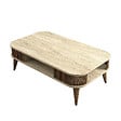 HABITAT ET JARDIN - Table basse en bois "Eylul" - 105 x 60 x 35 cm - Travertin - vignette