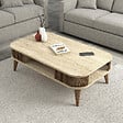 HABITAT ET JARDIN - Table basse en bois "Eylul" - 105 x 60 x 35 cm - Travertin - vignette
